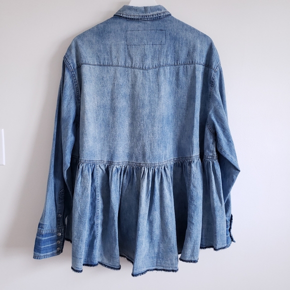 Free People Dylan Babydoll Snap Front Chambray Top - Picture 11 of 14